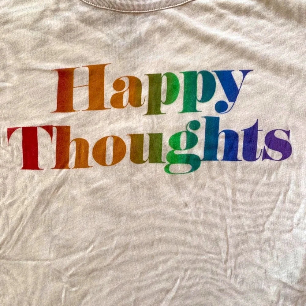 Chaser Happy Thoughts T Shirt Women’s Size MEDIUM Rainbow Y2K Vintage 90s Tee - Picture 5 of 6